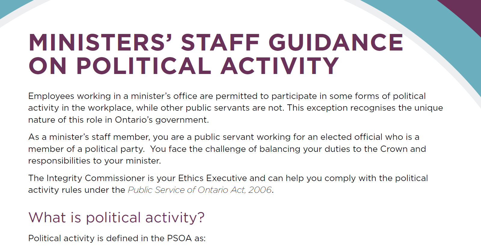 Guidance on Political Activity